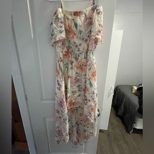 A.U.W Floral Dress - Large - High/Low with Cold Shoulder
